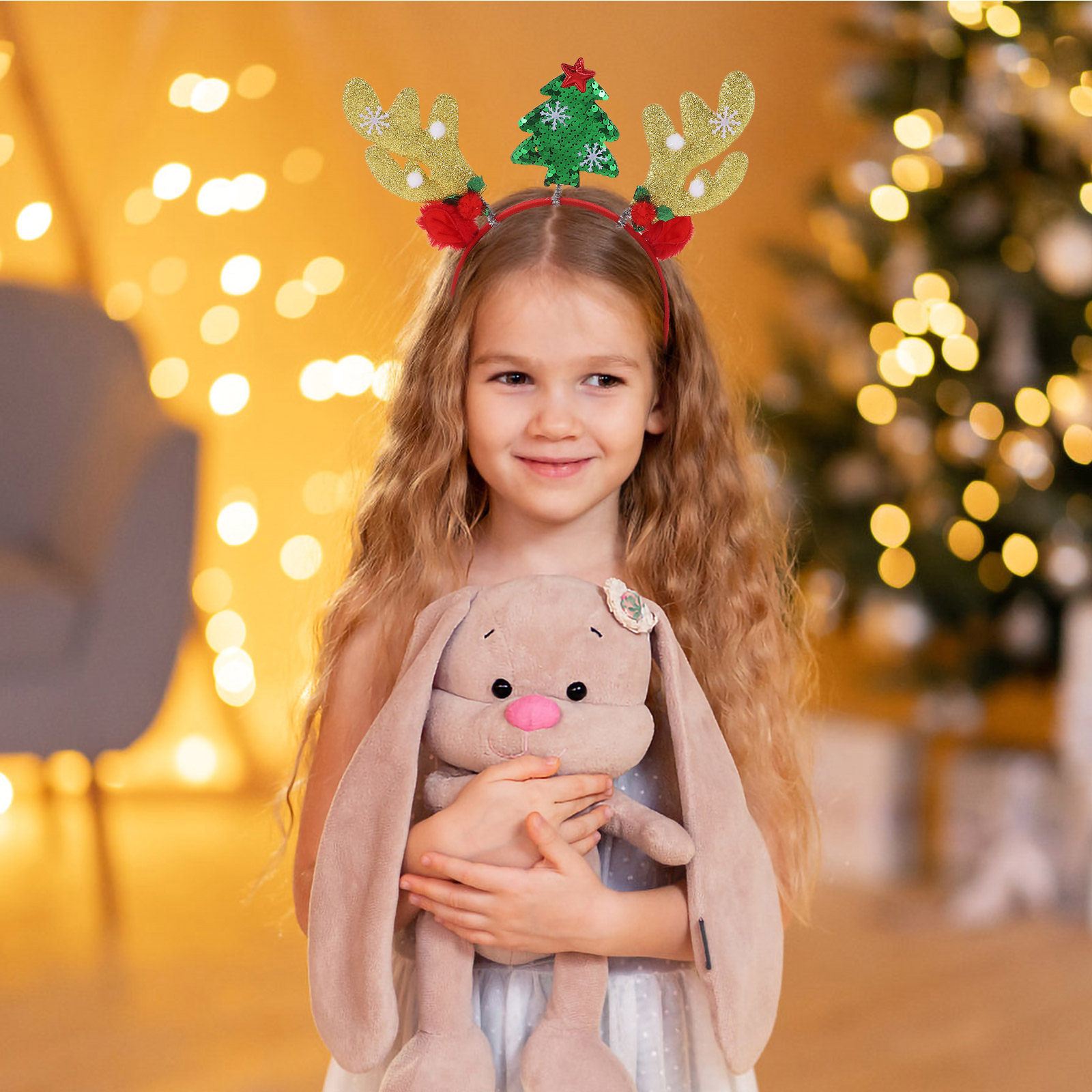 Reindeer Antlers Headband - ที่คาดผมรูปกวางเรนเดียร์น่ารัก 2 ชิ้น ที่คาดผมรูปเขากวาง ที่คาดผมรูปหูสัตว์ ที่คาดผมรูปเขาสัตว์จำลอง