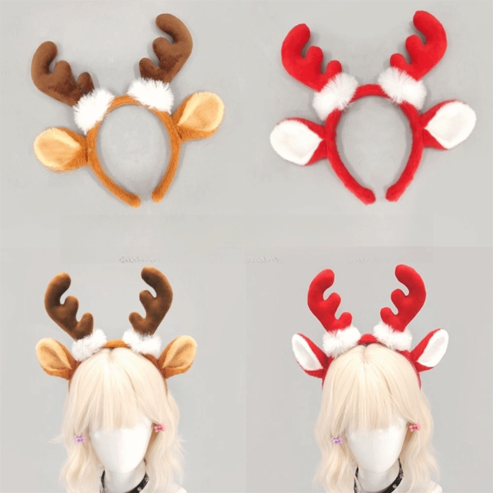Reindeer Antlers Headband - ที่คาดผมลายเขากวางสมจริง น่ารัก ผ้านุ่ม ที่คาดผมลายกวางเรนเดียร์ ขนาดพอดีสำหรับทุกคน ดีไซน์เทศกาล