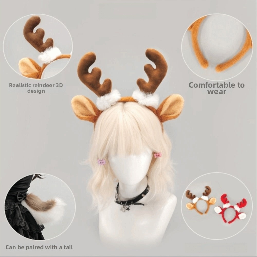 ที่คาดผมขนนุ่มลายเขากวาง ดีไซน - Reindeer Antlers Headband บทวิจารณ์และราคา