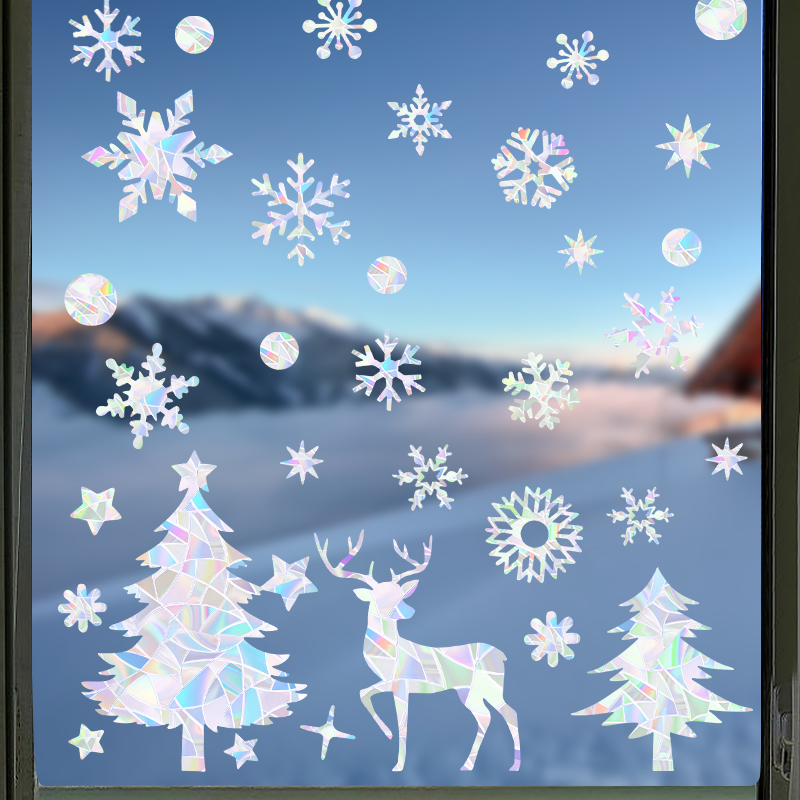 สติกเกอร์ติดกระจกสีรุ้งสำหรับฤ - Snowflake Window Decal บทวิจารณ์และราคา