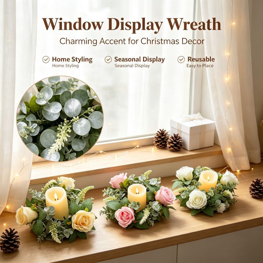 เชิงเทียนรูปพวงหรีดดอกกุหลาบปร - Christmas Wreath Fake บทวิจารณ์และราคา